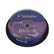 Диск DVD+R Verbatim 4,7GB, 16x, КОМПЛЕКТ  10шт, Cake Box (43498) {1/20}