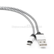 Кабель USB 2.0 A - micro USB 5pin (m-m), 1м, нейлоновая оплетка, алюминиевые разъемы, серебристый CC-mUSB2sr1m Cablexpert