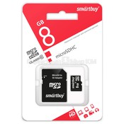 Карта памяти MicroSD 8Гб Smart Buy SB8GBSDCL10-01