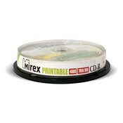 Диск CD-R Printable Mirex 700MB, 48x, КОМПЛЕКТ 10шт, Cake Box (UL120038A8L)