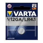 Батарейка дисковая щелочная (алкалиновая) тип AG12/LR43/LR1142/386, VARTA (1шт в блистере)