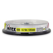 Диск DVD-R Mirex 4,7GB, 16x, КОМПЛЕКТ 10шт, Cake Box (UL130003A1L)