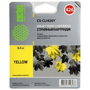 Картридж Cactus CS-CLI426Y Желтый для Canon Pixma MG5140/5240/6140/8140/MX884